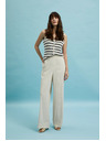 Moodo Ленени панталони с широки крачоли бежови Moodo