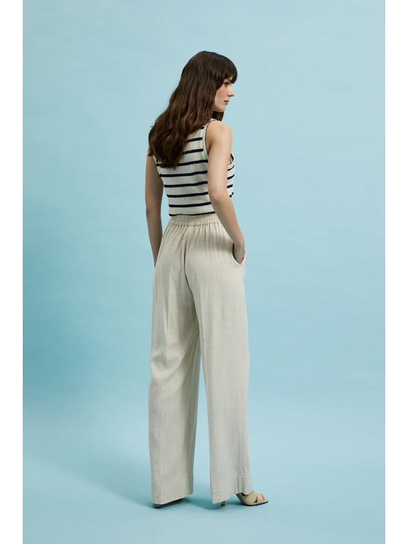 Moodo Ленени панталони с широки крачоли бежови Moodo