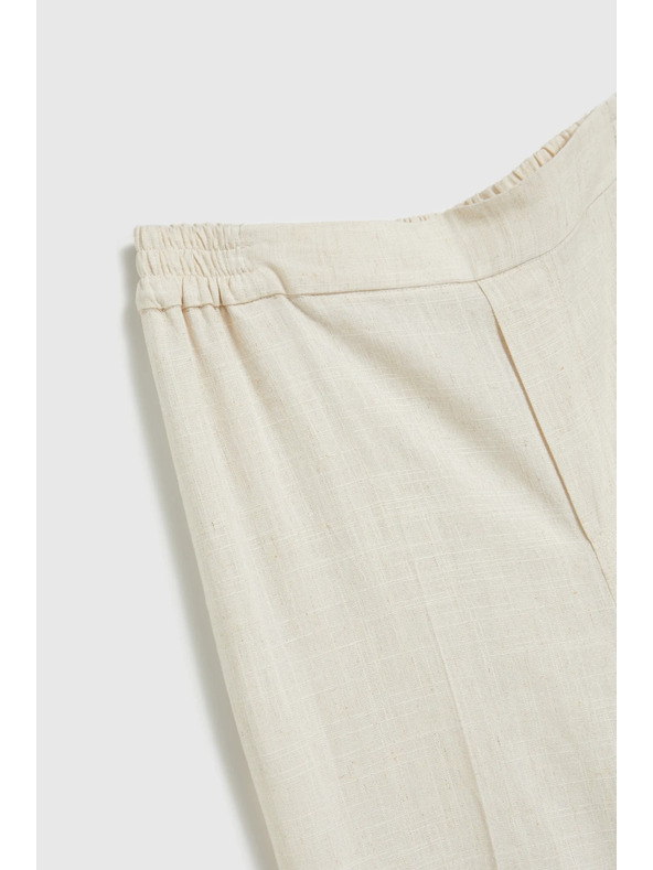Moodo Ленени панталони с широки крачоли бежови Moodo