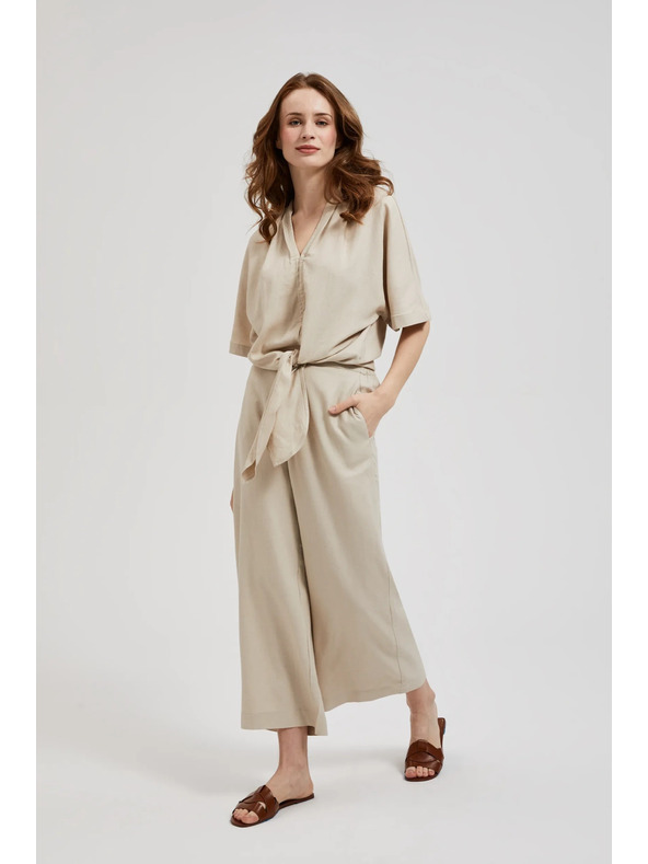 Moodo Ленени панталонки-пола бежови Moodo