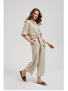Moodo Ленени панталонки-пола бежови Moodo