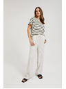 Moodo Ленени раирани бели панталони Moodo
