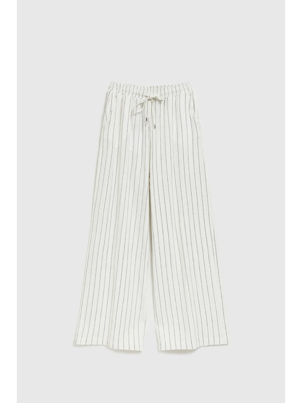 Moodo Ленени раирани бели панталони Moodo