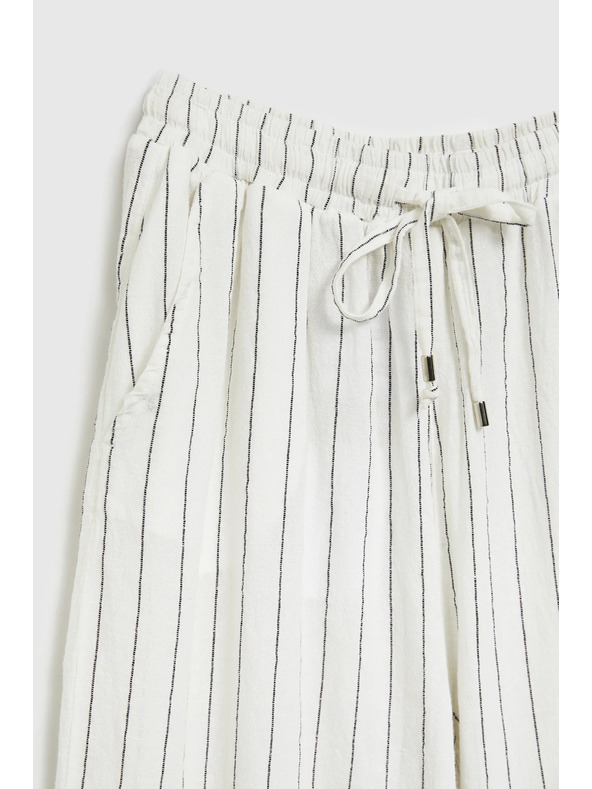 Moodo Ленени раирани бели панталони Moodo
