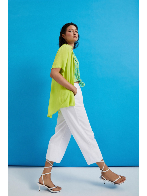 Moodo Гладки вискозни панталони бели Moodo