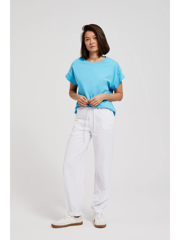 Moodo Гладки вискозни панталони бели Moodo