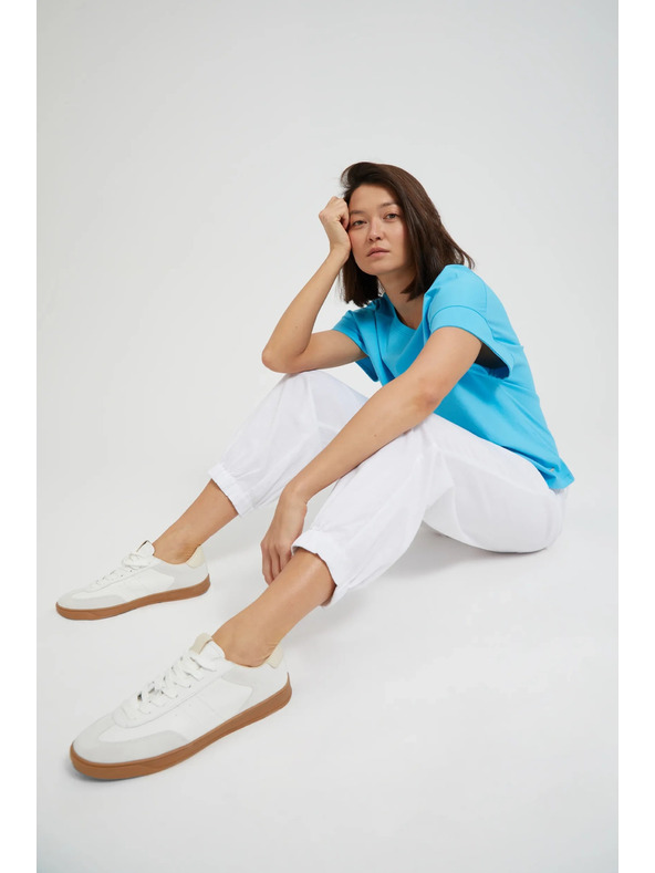 Moodo Гладки вискозни панталони бели Moodo