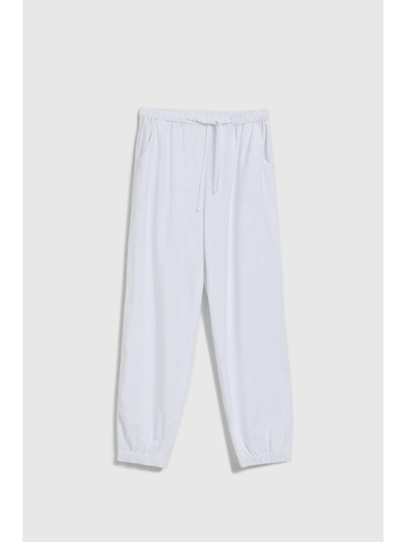 Moodo Гладки вискозни панталони бели Moodo