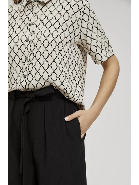 Moodo Гладки панталони с широки крачоли и колан в талията черни Moodo