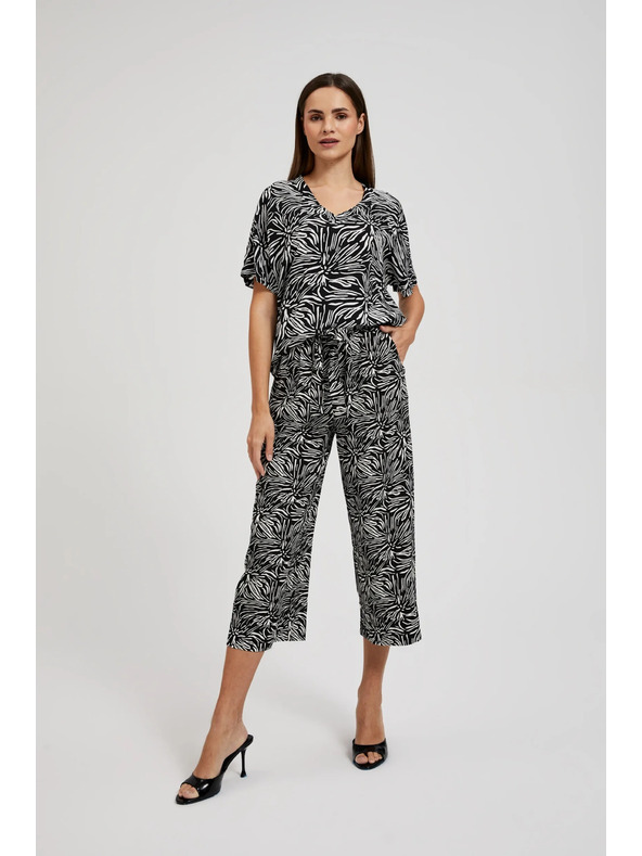 Moodo Черни панталонки-пола с десен Moodo