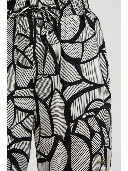 Moodo Вискозни панталони с прави крачоли черно-бели Moodo