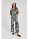 Moodo Вискозни панталони с прави крачоли черно-бели Moodo