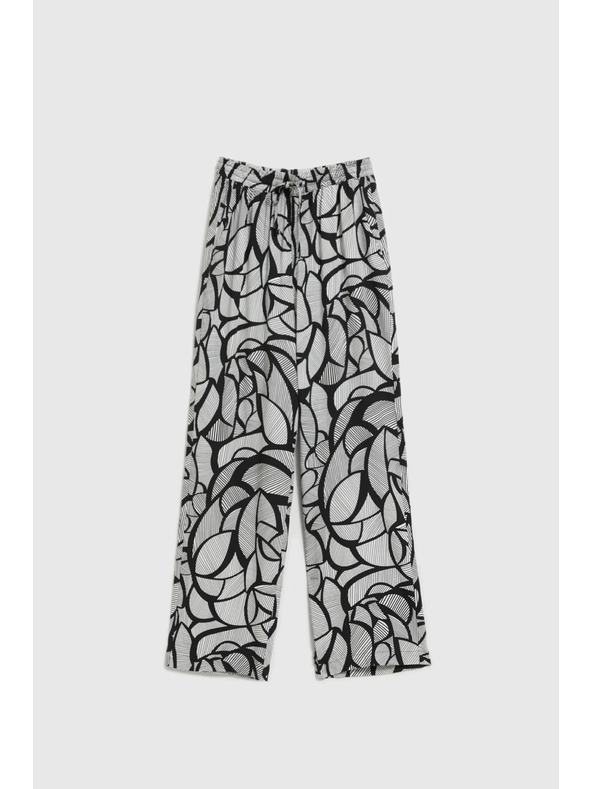 Moodo Вискозни панталони с прави крачоли черно-бели Moodo