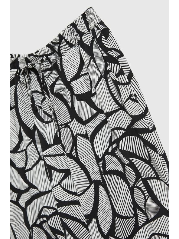 Moodo Вискозни панталони с прави крачоли черно-бели Moodo