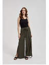 Moodo Маслинени панталони с широки крачоли и ластик в талията Moodo