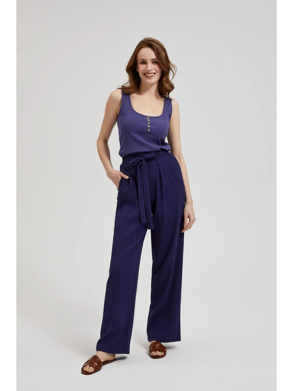 Moodo Лилави панталони с широки крачоли и колан Moodo
