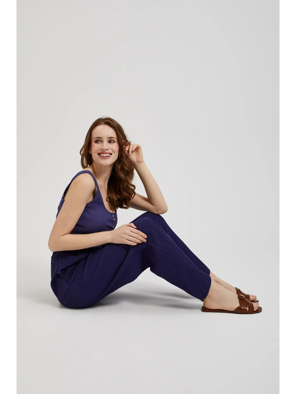 Moodo Лилави панталони с широки крачоли и колан Moodo