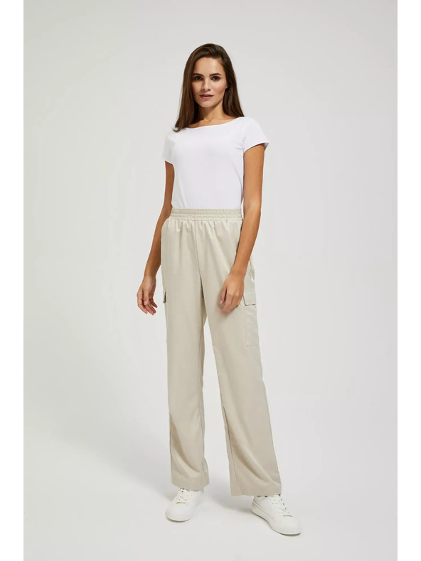 Moodo Бежови карго панталони с прави крачоли Moodo