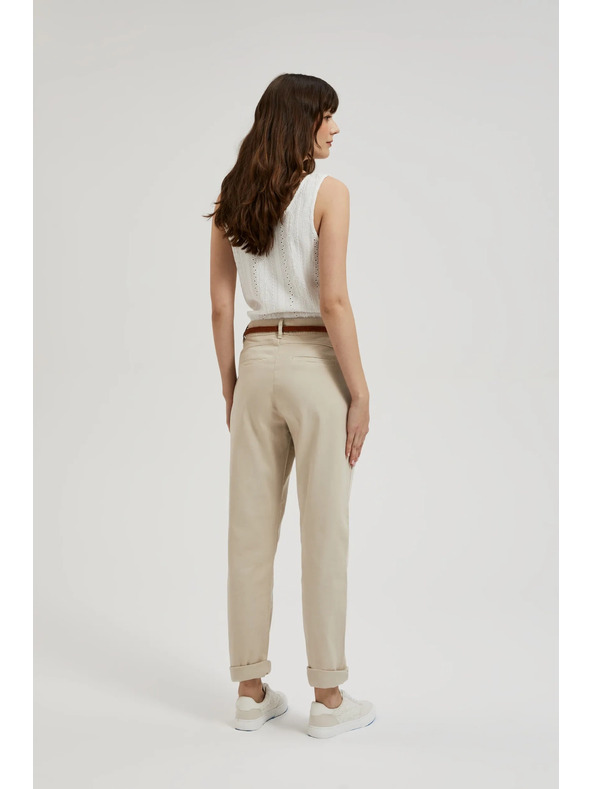 Moodo Бежови панталони с декоративен колан Moodo