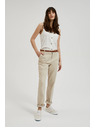 Moodo Бежови панталони с декоративен колан Moodo