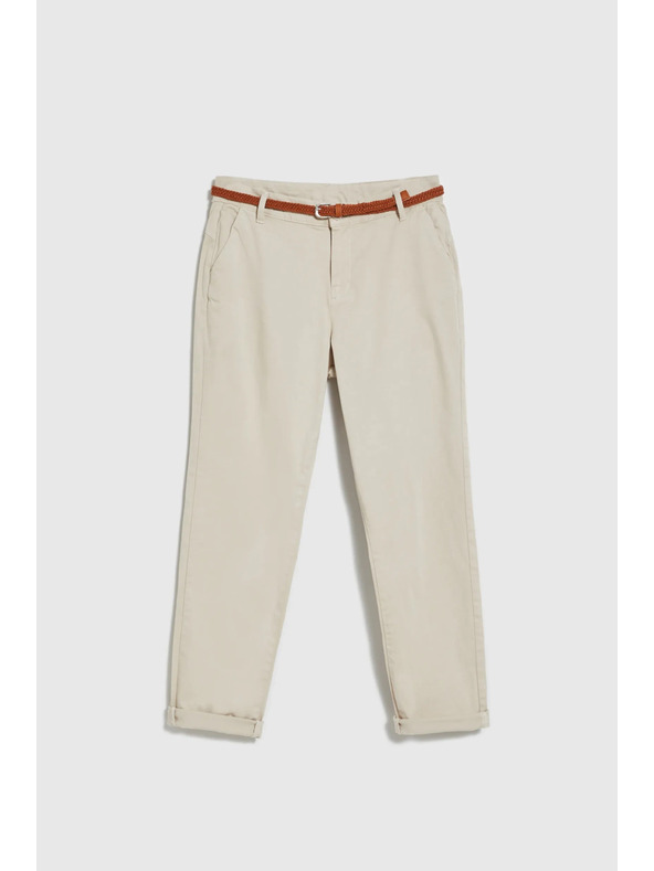 Moodo Бежови панталони с декоративен колан Moodo