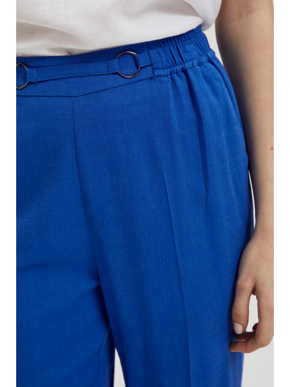 Moodo Сини ленени панталони с маншети Moodo