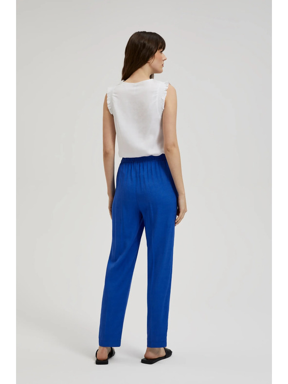 Moodo Сини ленени панталони с маншети Moodo