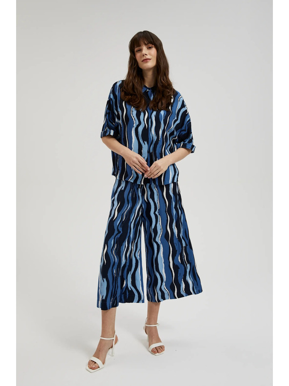 Moodo Сини на шарки дамски къси панталони тип cullotes Moodo