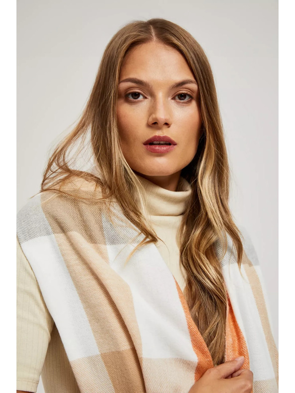 Moodo Оранжев шал на квадратчета с ресни Moodo