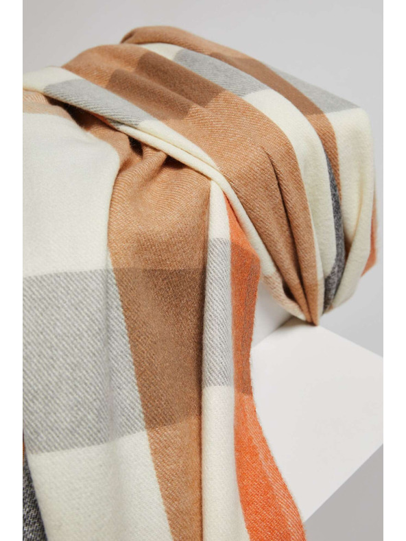 Moodo Оранжев шал на квадратчета с ресни Moodo