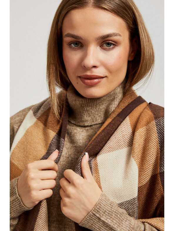 Moodo Елегантен квадратен кафяв шал Moodo