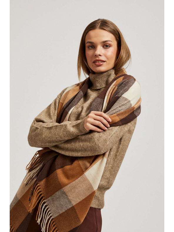 Moodo Елегантен квадратен кафяв шал Moodo