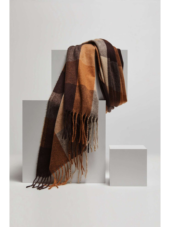 Moodo Елегантен квадратен кафяв шал Moodo