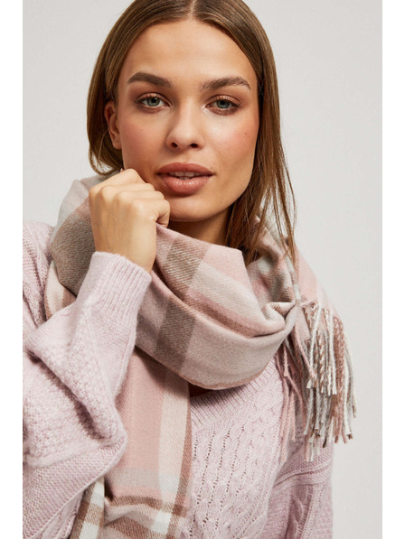 Moodo Пудрово розов шал на квадратчета с ресни Moodo