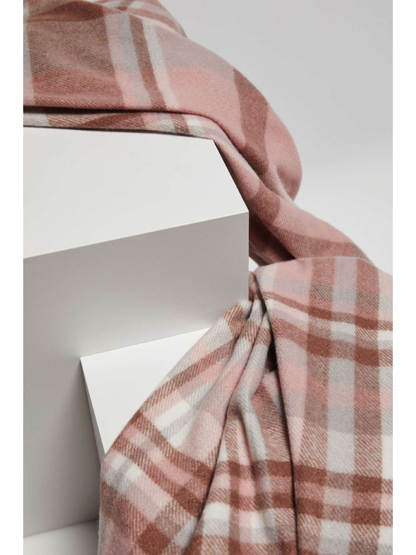 Moodo Пудрово розов шал на квадратчета с ресни Moodo