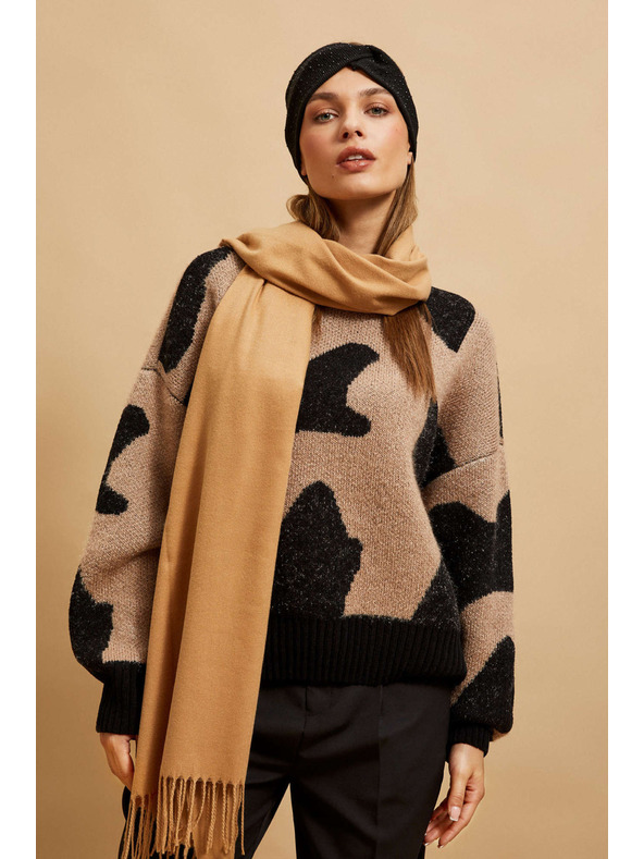 Moodo Гладък тъмно бежов шал Moodo