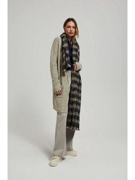 Moodo Черен шал на квадратчета с металическа нишка Moodo