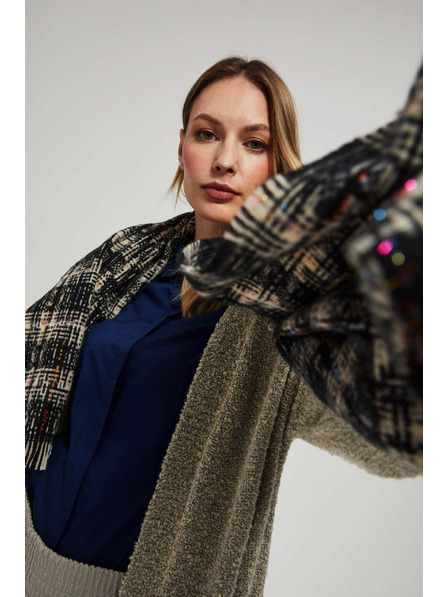 Moodo Черен шал на квадратчета с металическа нишка Moodo
