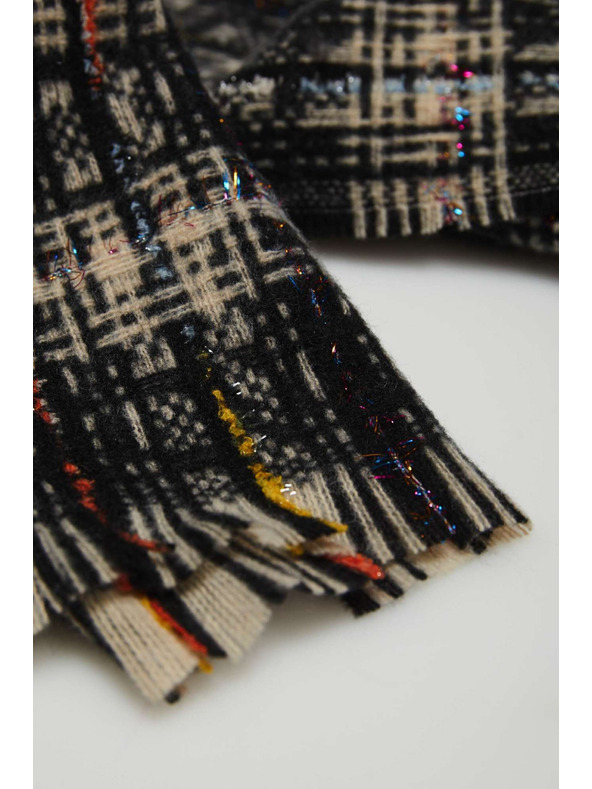 Moodo Черен шал на квадратчета с металическа нишка Moodo