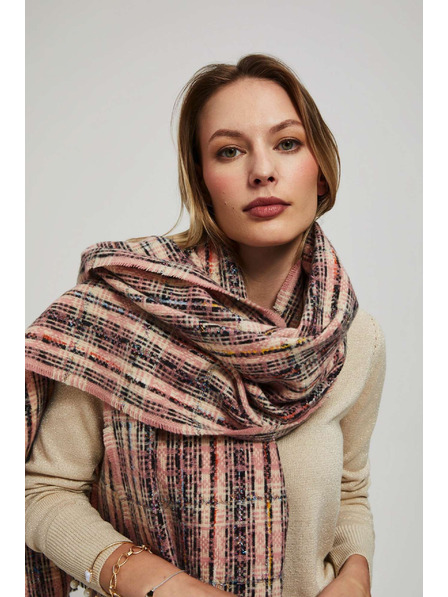 Moodo Розов шал на квадратчета с металическа нишка Moodo