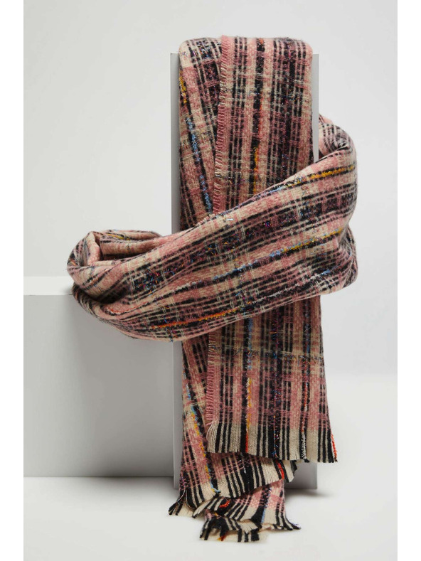 Moodo Розов шал на квадратчета с металическа нишка Moodo