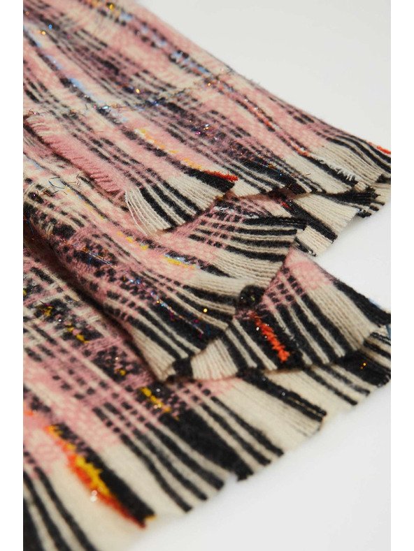 Moodo Розов шал на квадратчета с металическа нишка Moodo
