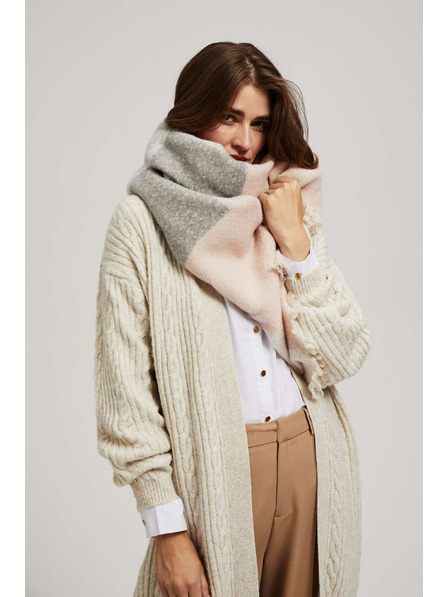 Moodo Пудрово розов шал на квадратчета с ресни Moodo