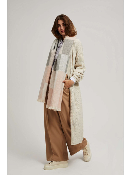 Moodo Пудрово розов шал на квадратчета с ресни Moodo