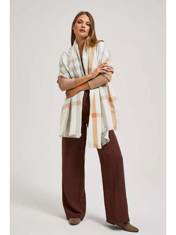 Moodo Шал на квадратчета в перлен цвят Moodo