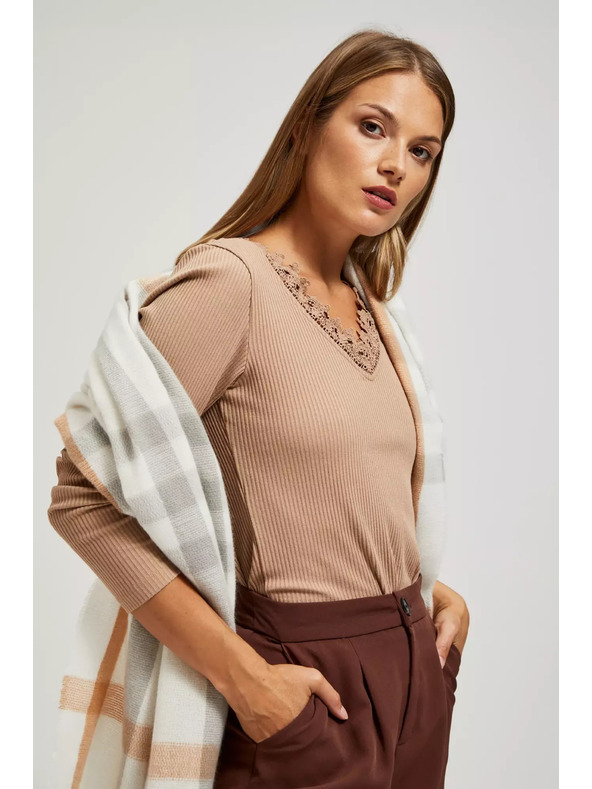 Moodo Шал на квадратчета в перлен цвят Moodo