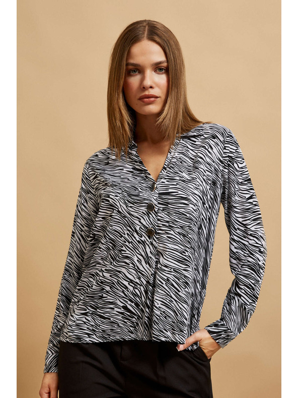 Moodo Риза с V-образен деколте в черно и бяло Moodo