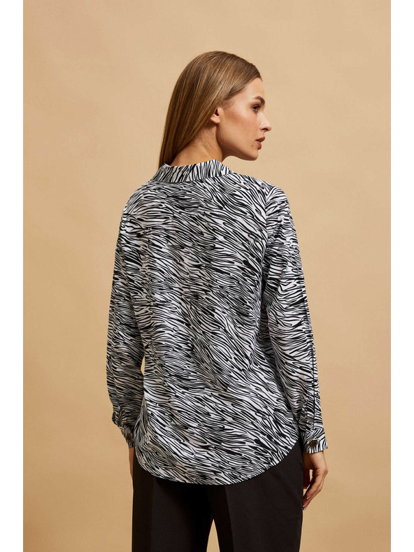 Moodo Риза с V-образен деколте в черно и бяло Moodo