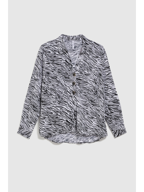 Moodo Риза с V-образен деколте в черно и бяло Moodo