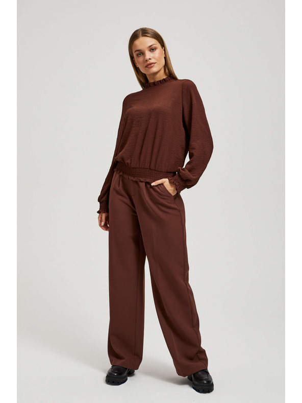 Moodo Едноцветна кафява риза Moodo